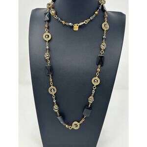 Gina Jiang Brown Gemstone Gold Tone Necklace